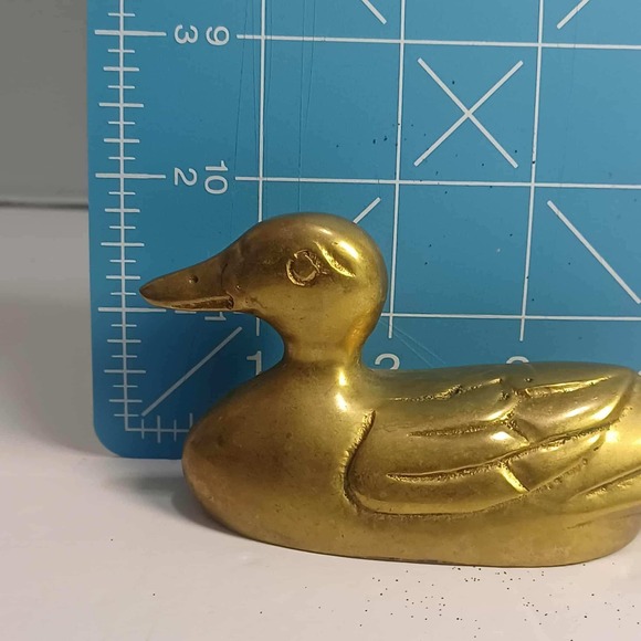 Vintage Brass Duck Figurine, Hollow Collectible Bird Decor, Small Brass Duck - Picture 7 of 7